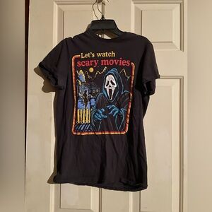 Black Graphic Tee with Scary Movie Print